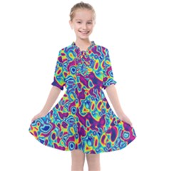 Ripple Motley Colorful Spots Abstract Kids  All Frills Chiffon Dress by Vaneshart