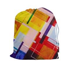 Abstract Lines Shapes Colorful Drawstring Pouch (xxl)