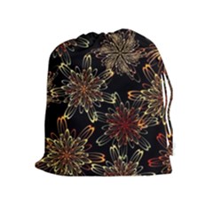 Patterns Abstract Flowers Drawstring Pouch (xl)