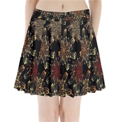 Patterns Abstract Flowers Pleated Mini Skirt