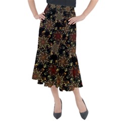 Patterns Abstract Flowers Midi Mermaid Skirt by Vaneshart