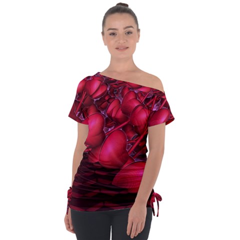 Heart Abstract Shape Pink Light Tie-up Tee by Vaneshart