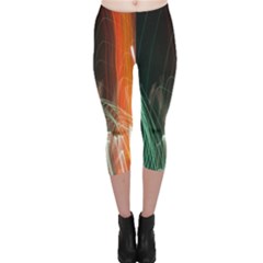 Fireworks Salute Sparks Abstract Lines Capri Leggings 