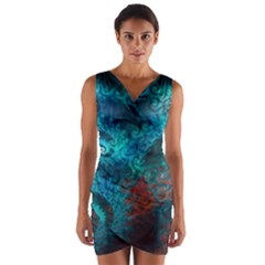 Abstract Patterns Spiral Wrap Front Bodycon Dress