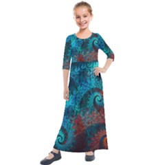 Abstract Patterns Spiral Kids  Quarter Sleeve Maxi Dress by Vaneshart