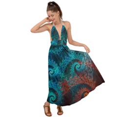 Abstract Patterns Spiral Backless Maxi Beach Dress