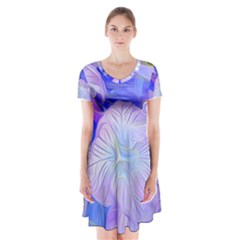 Flowers Abstract Colorful Art Short Sleeve V-neck Flare Dress