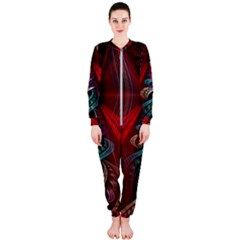 Patterns Red Abstract Onepiece Jumpsuit (ladies)  by Vaneshart