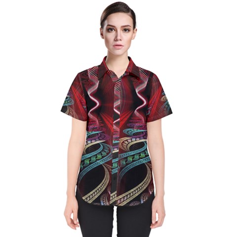 Patterns Red Abstract Women s Short Sleeve Shirt by Vaneshart