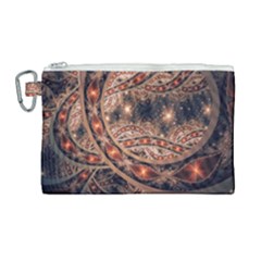 Fractal Patterns Abstract Dark Canvas Cosmetic Bag (large) by Vaneshart