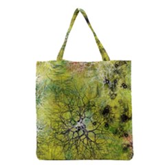 Abstract Spots Lines Green Grocery Tote Bag by Vaneshart