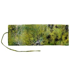 Abstract Spots Lines Green Roll Up Canvas Pencil Holder (m) by Vaneshart