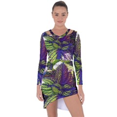 Dark Coleus Asymmetric Cut-out Shift Dress by Riverwoman