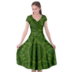 Fauna Nature Ornate Leaf Cap Sleeve Wrap Front Dress by pepitasart