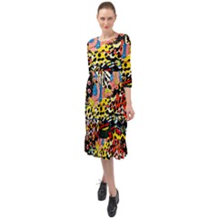 Ethnic Patchwork Ruffle End Midi Chiffon Dress by AyokaDesigns