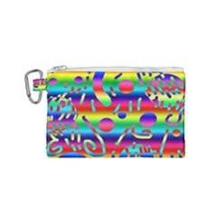 Rainbow Confetti Canvas Cosmetic Bag (small) by bloomingvinedesign