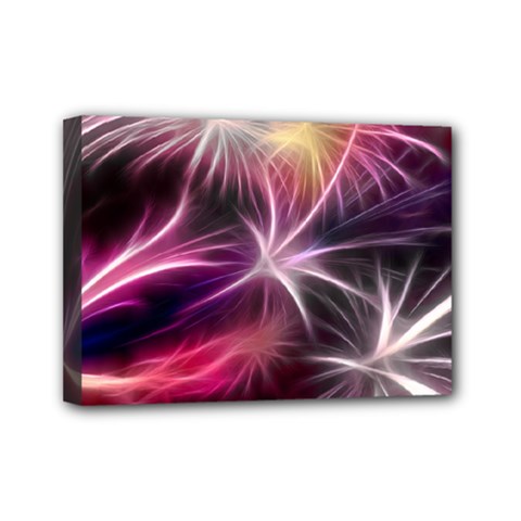 Fireworks Rocket Night Lights Flash Mini Canvas 7  X 5  (stretched) by Bajindul