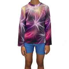 Fireworks Rocket Night Lights Flash Kids  Long Sleeve Swimwear by Bajindul