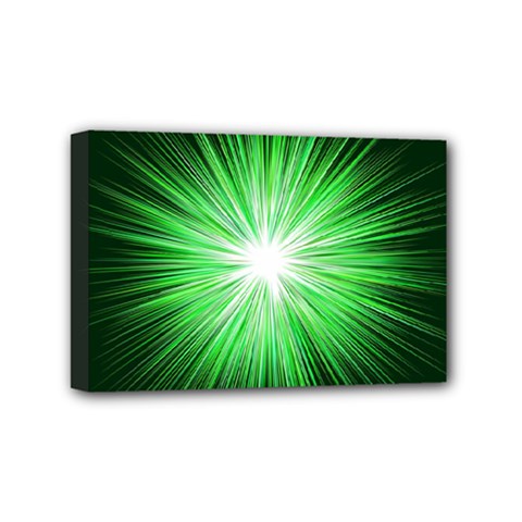 Green Blast Background Mini Canvas 6  X 4  (stretched)