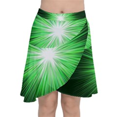 Green Blast Background Chiffon Wrap Front Skirt