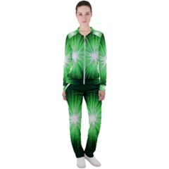 Green Blast Background Casual Jacket And Pants Set