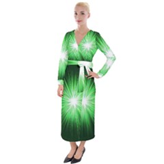 Green Blast Background Velvet Maxi Wrap Dress