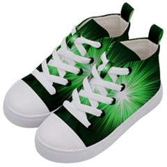 Green Blast Background Kids  Mid-top Canvas Sneakers