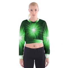 Green Blast Background Cropped Sweatshirt by Mariart