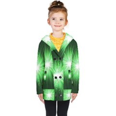 Green Blast Background Kids  Double Breasted Button Coat