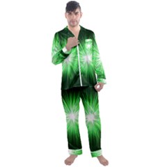 Green Blast Background Men s Satin Pajamas Long Pants Set