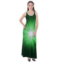 Green Blast Background Sleeveless Velour Maxi Dress