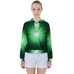 Green Blast Background Women s Tie Up Sweat by Mariart