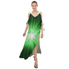 Green Blast Background Maxi Chiffon Cover Up Dress
