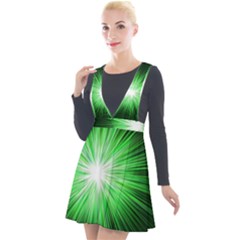 Green Blast Background Plunge Pinafore Velour Dress