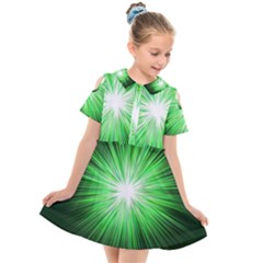 Green Blast Background Kids  Short Sleeve Shirt Dress