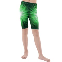 Green Blast Background Kids  Mid Length Swim Shorts by Mariart