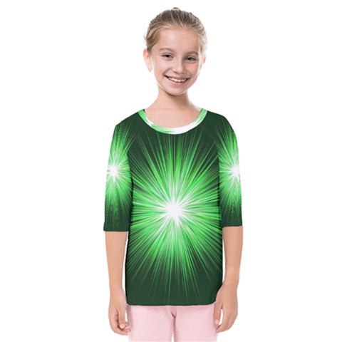 Green Blast Background Kids  Quarter Sleeve Raglan Tee by Mariart