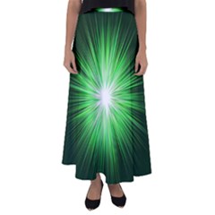 Green Blast Background Flared Maxi Skirt by Mariart