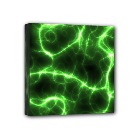 Lightning Electricity Pattern Green Mini Canvas 4  X 4  (stretched) by Alisyart