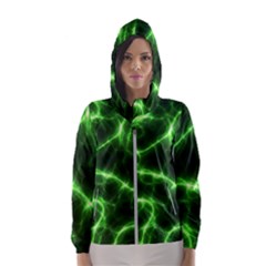 Lightning Electricity Pattern Green Women s Hooded Windbreaker by Alisyart