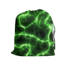 Lightning Electricity Pattern Green Drawstring Pouch (xl) by Alisyart