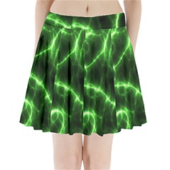 Lightning Electricity Pattern Green Pleated Mini Skirt by Alisyart