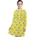 English Breakfast Yellow Pattern Long Sleeve Chiffon Shirt Dress View1