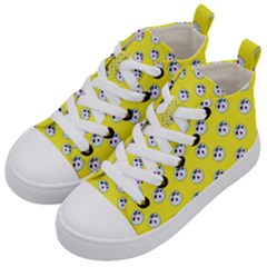English Breakfast Yellow Pattern Kids  Mid-top Canvas Sneakers by snowwhitegirl