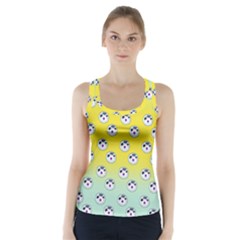 English Breakfast Yellow Pattern Mint Ombre Racer Back Sports Top by snowwhitegirl