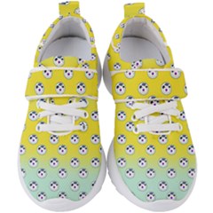 English Breakfast Yellow Pattern Mint Ombre Kids  Velcro Strap Shoes by snowwhitegirl