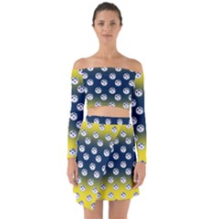 English Breakfast Yellow Pattern Blue Ombre Off Shoulder Top With Skirt Set by snowwhitegirl