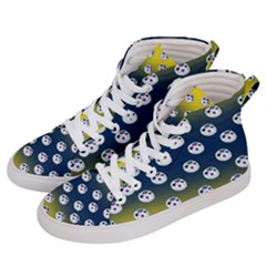 English Breakfast Yellow Pattern Blue Ombre Women s Hi-top Skate Sneakers by snowwhitegirl