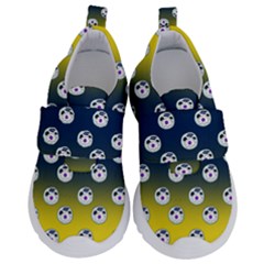 English Breakfast Yellow Pattern Blue Ombre Kids  Velcro No Lace Shoes