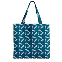Fish Teal Blue Pattern Zipper Grocery Tote Bag by snowwhitegirl
